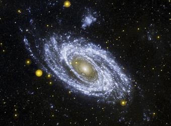 Imagen en ultravioleta de la galaxia M81 tomada por el satélite 'GALEX'.- NASA, JPL